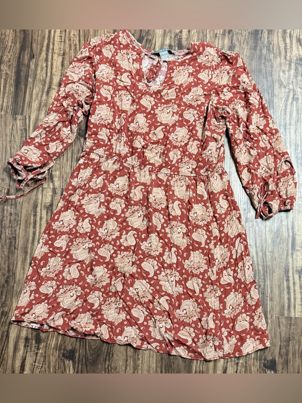 Lark + Grey Dress Plus Size 2X Long Sleeve Tie Midi to Knee Length Fall Winter